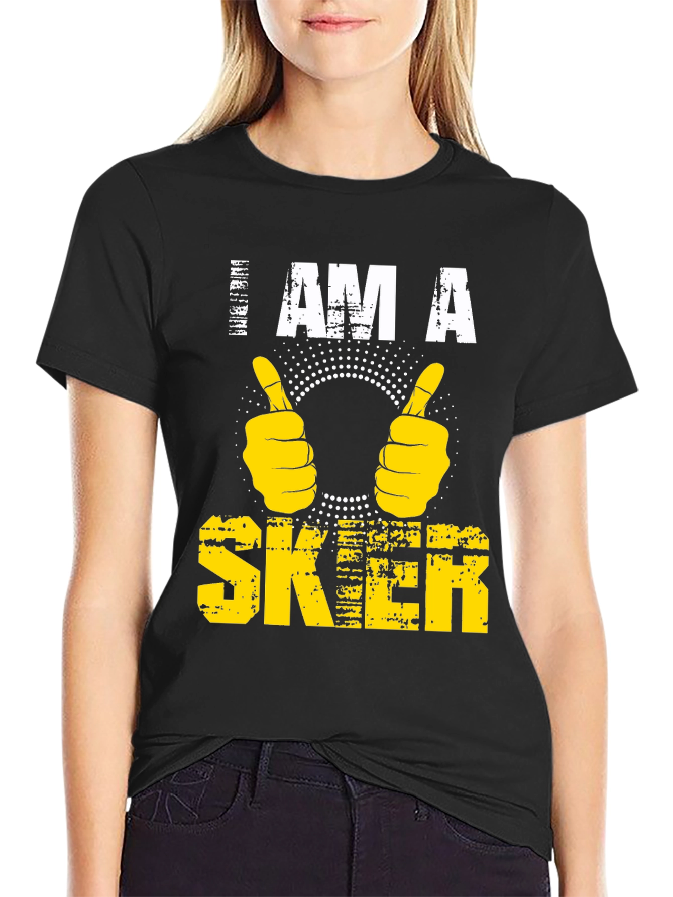 I AM A SKIER Graphic Tee - Black Cotton T-Shirt