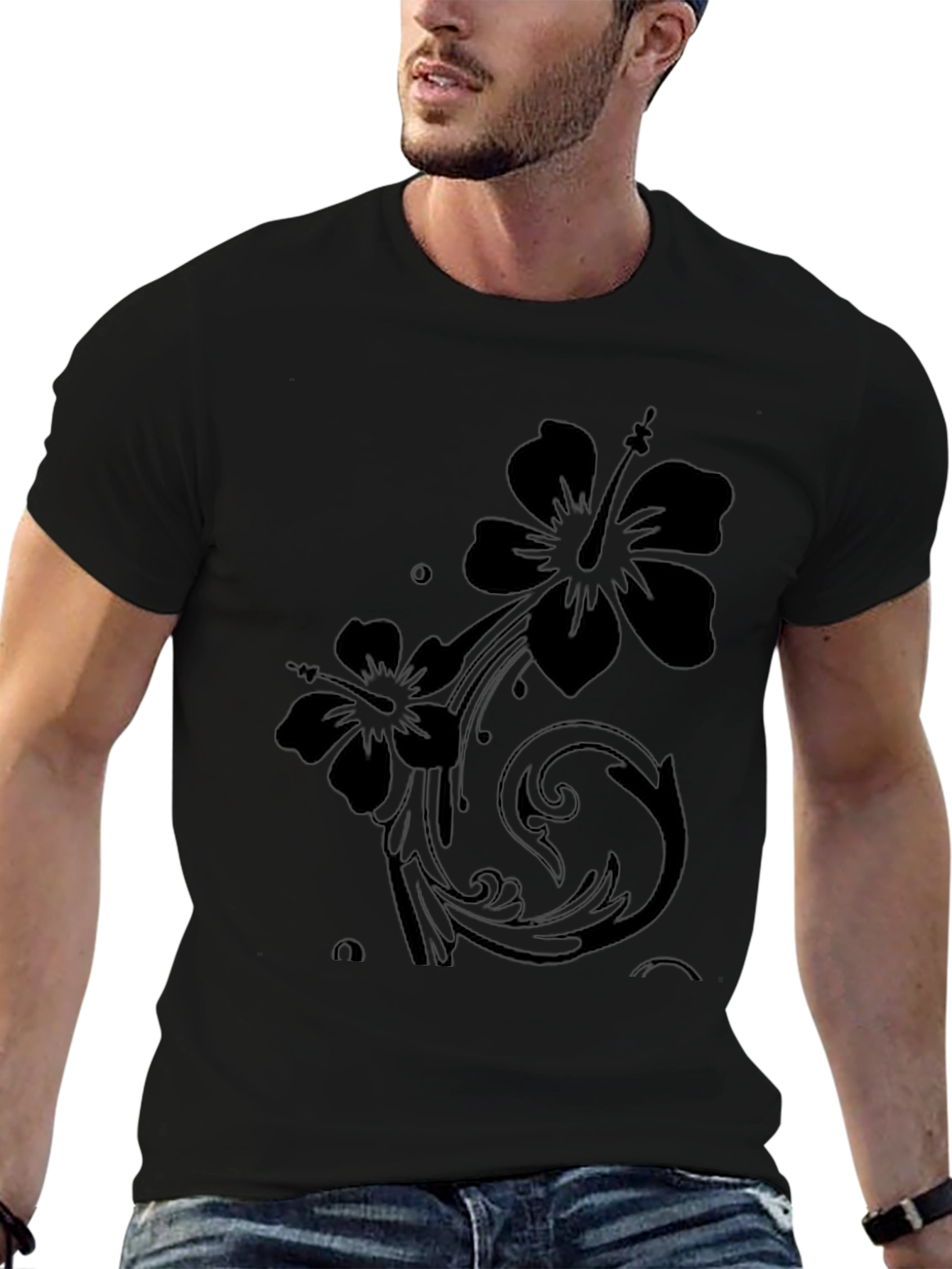 Black Floral Graphic T-Shirt