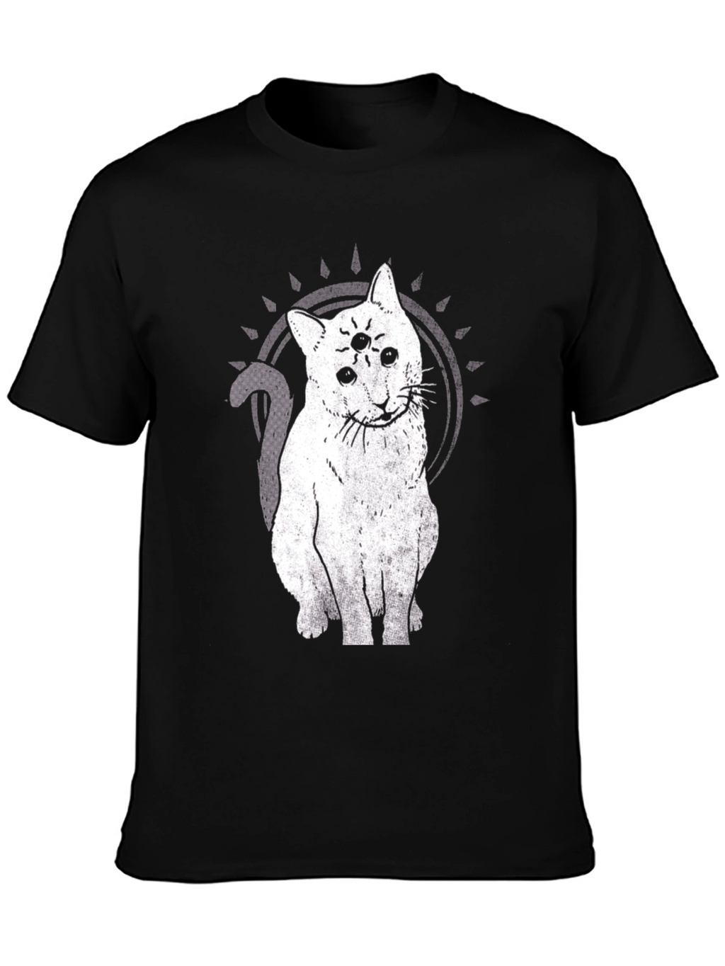 Three-Eyed Cat Graphic Tee - Unisex Black T-Shirt