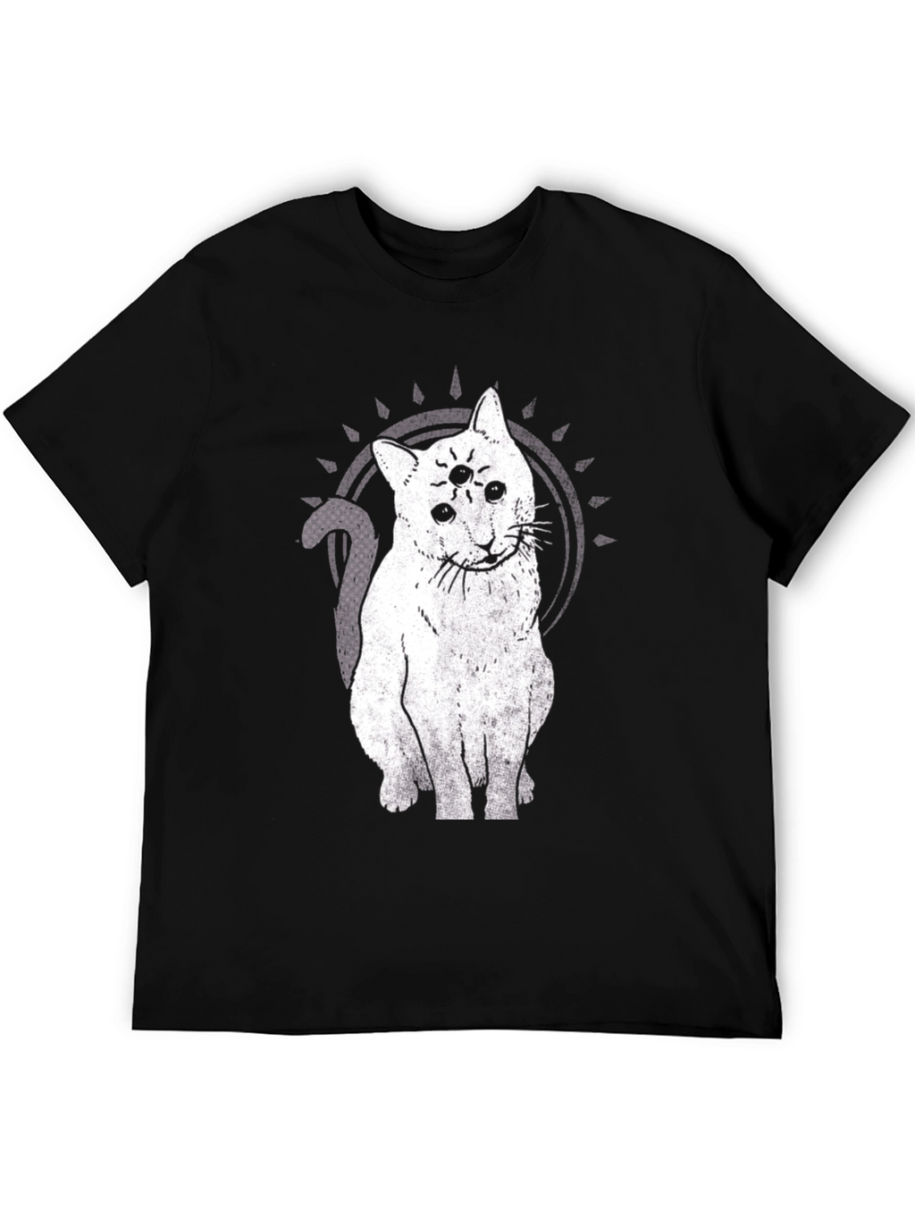 Three-Eyed Cat Graphic Tee - Unisex Black T-Shirt