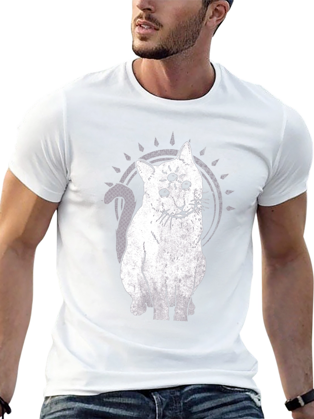 Three-Eyed Cat Graphic Tee - Unisex Black T-Shirt