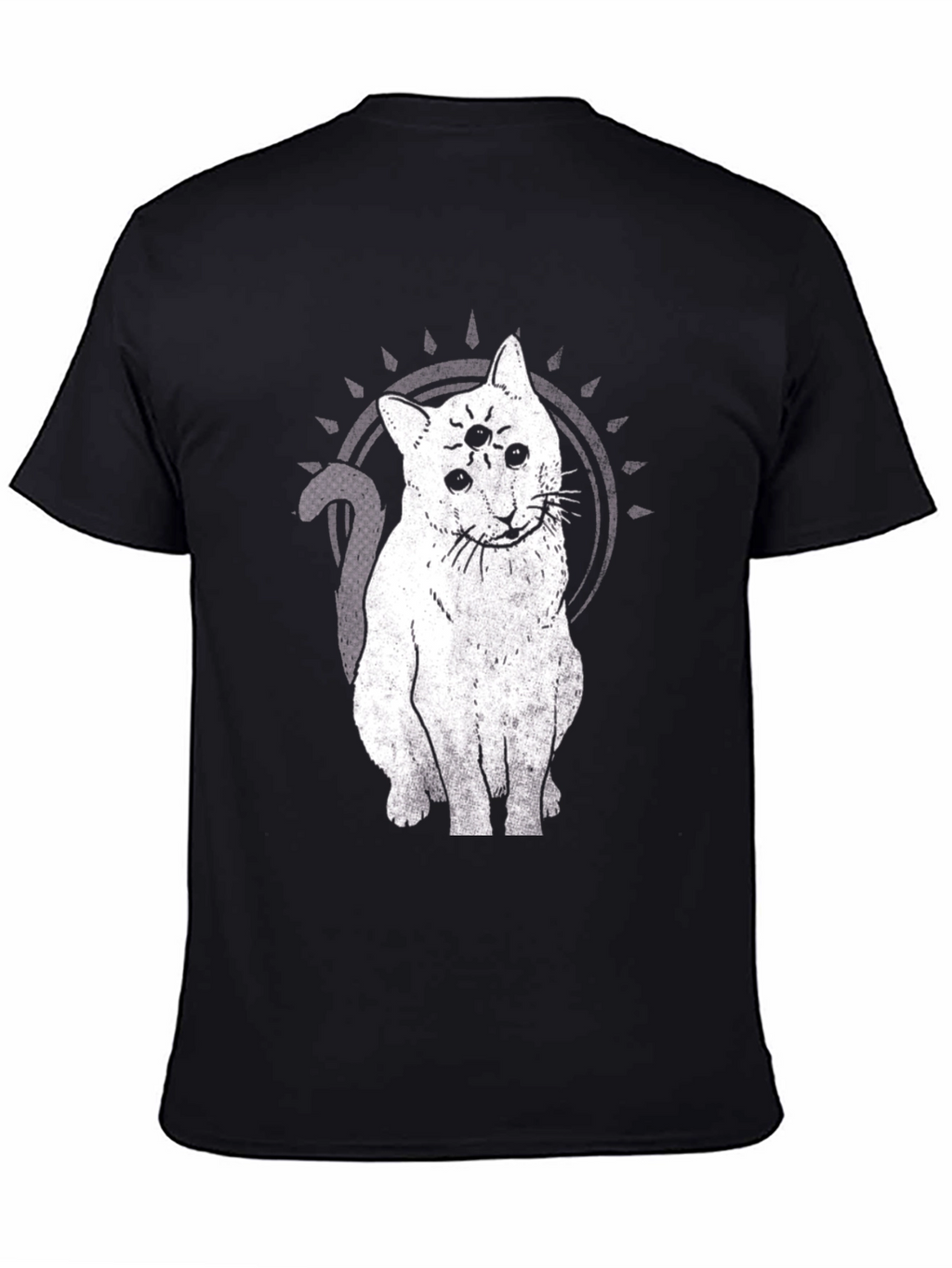 Three-Eyed Cat Graphic Tee - Unisex Black T-Shirt