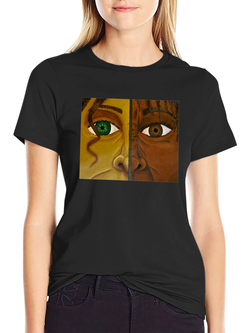 Unique Two-Faced Portrait Graphic Tee