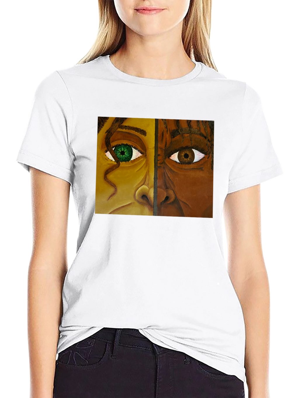Unique Two-Faced Portrait Graphic Tee