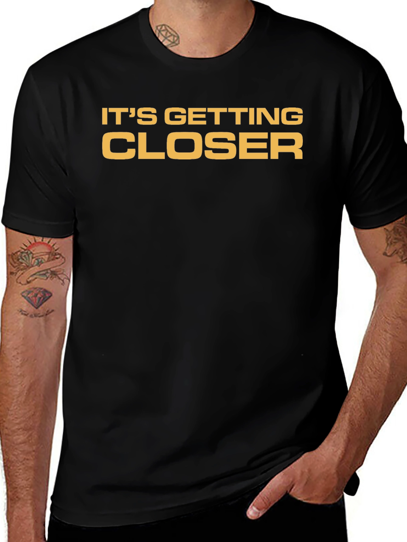 Its Getting Closer Black Graphic Tee