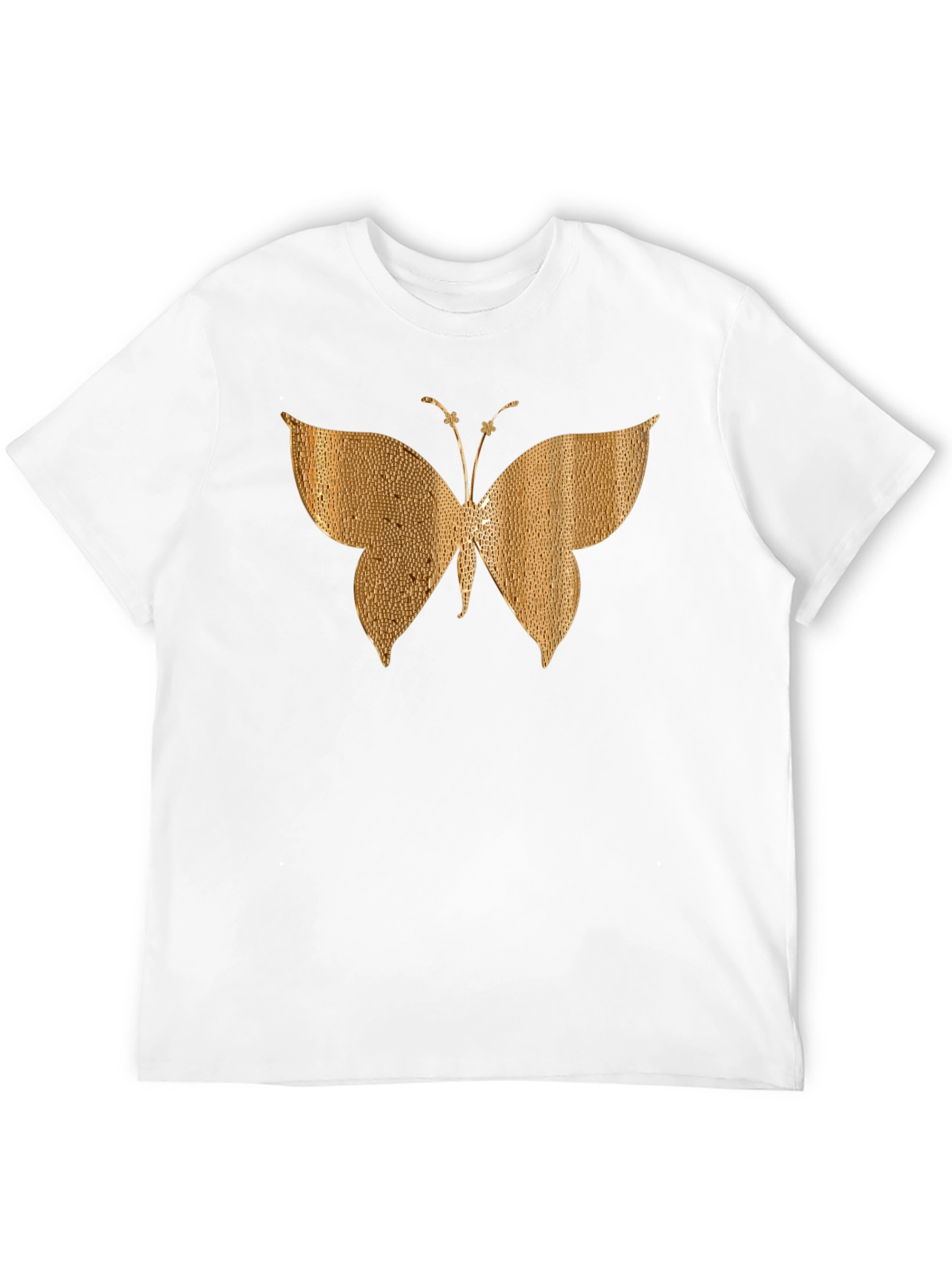Gold Butterfly Graphic Black T-Shirt