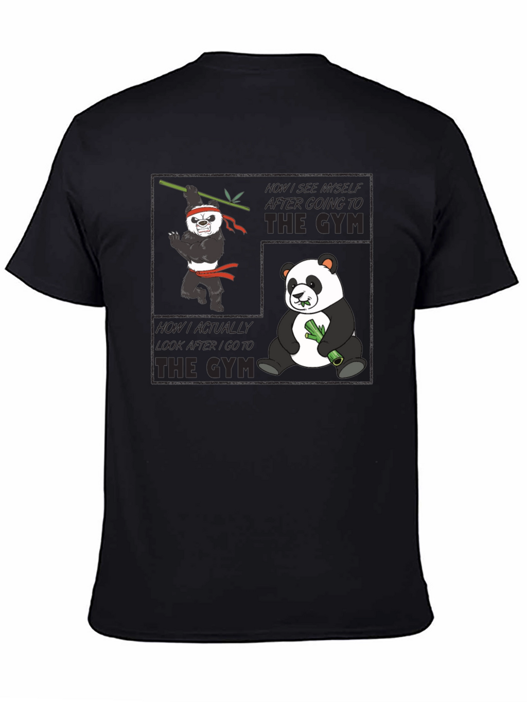 Panda Gym Black T-Shirt