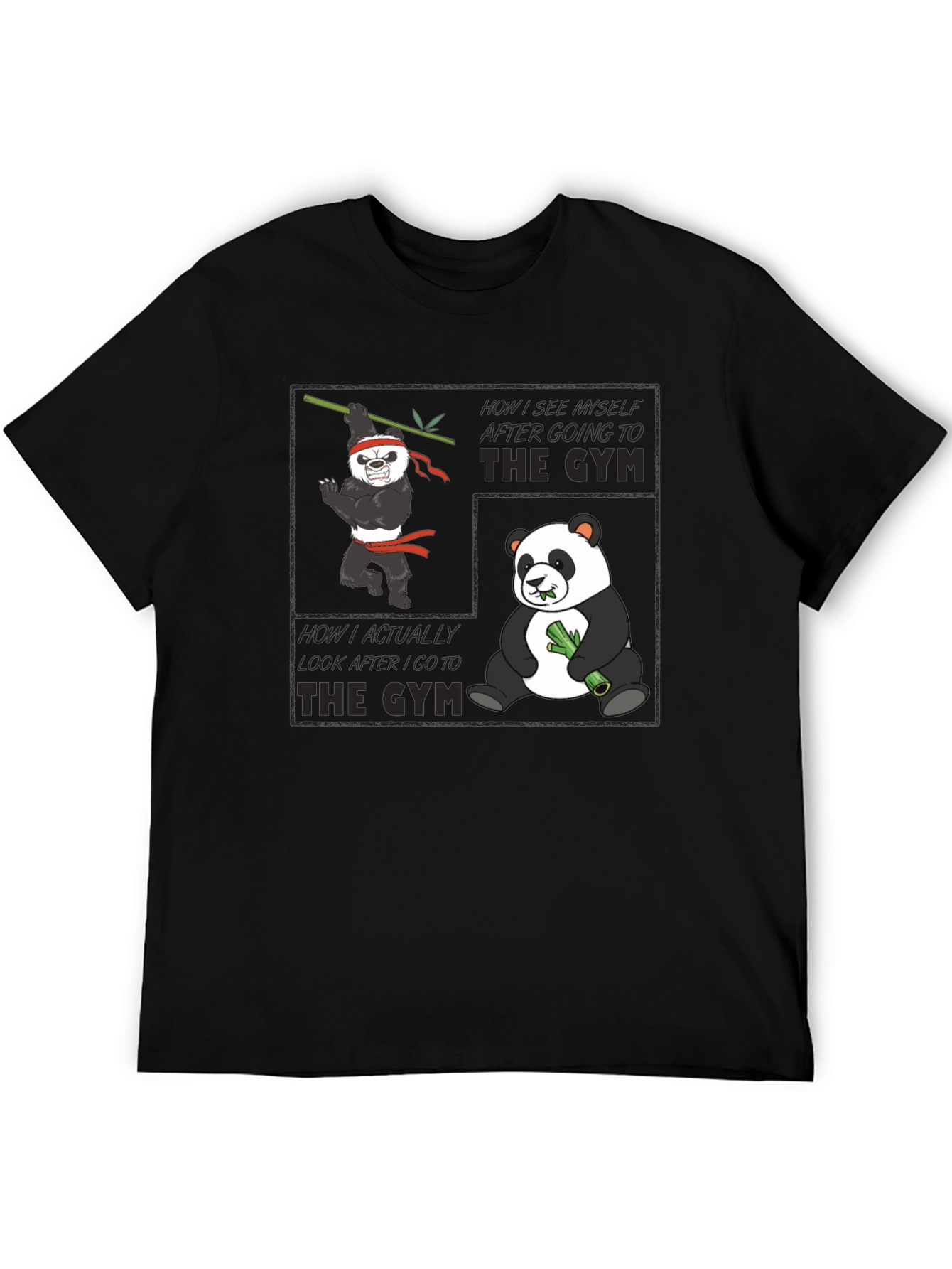 Panda Gym Black T-Shirt