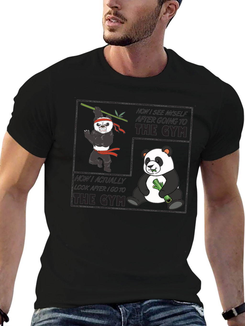 Panda Gym Black T-Shirt