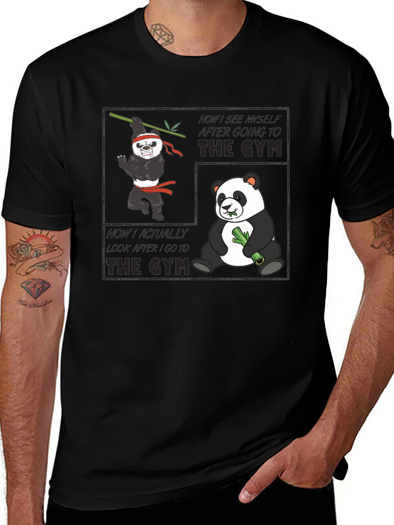 Panda Gym Black T-Shirt