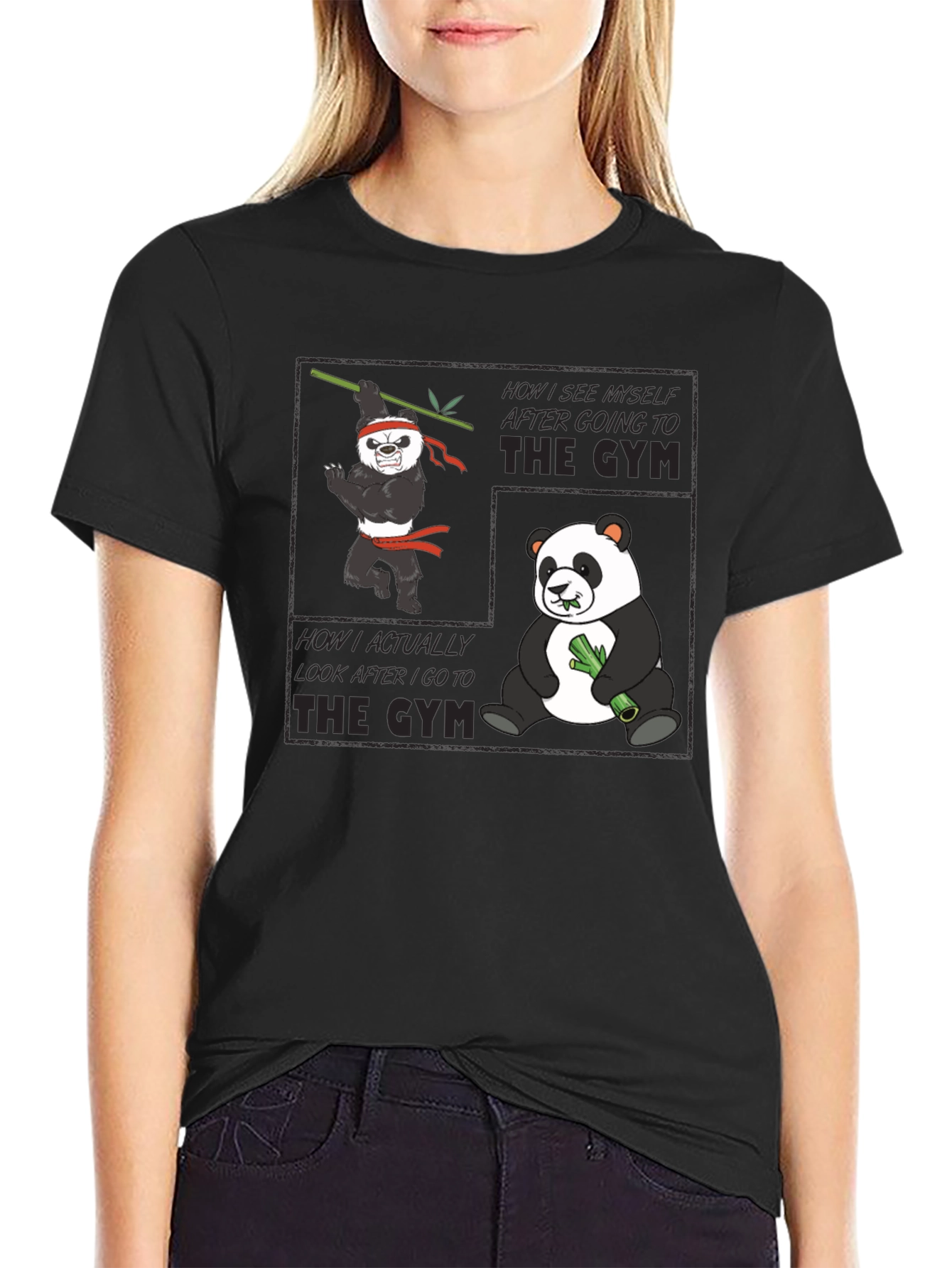Panda Gym Black T-Shirt