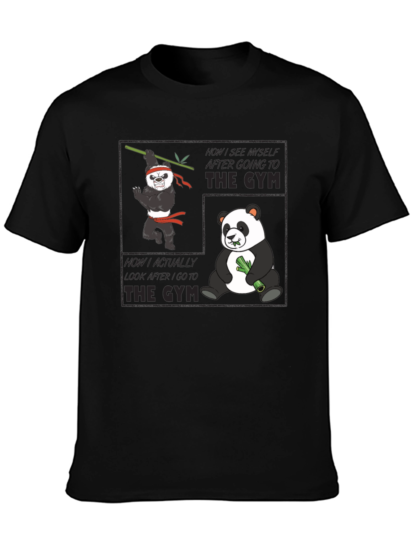 Panda Gym Black T-Shirt