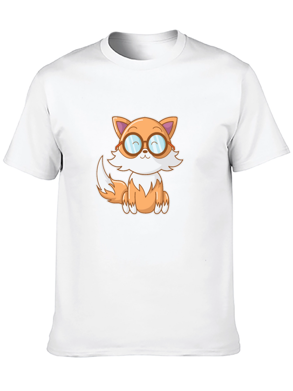 Cute Cartoon Fox T-Shirt - Black
