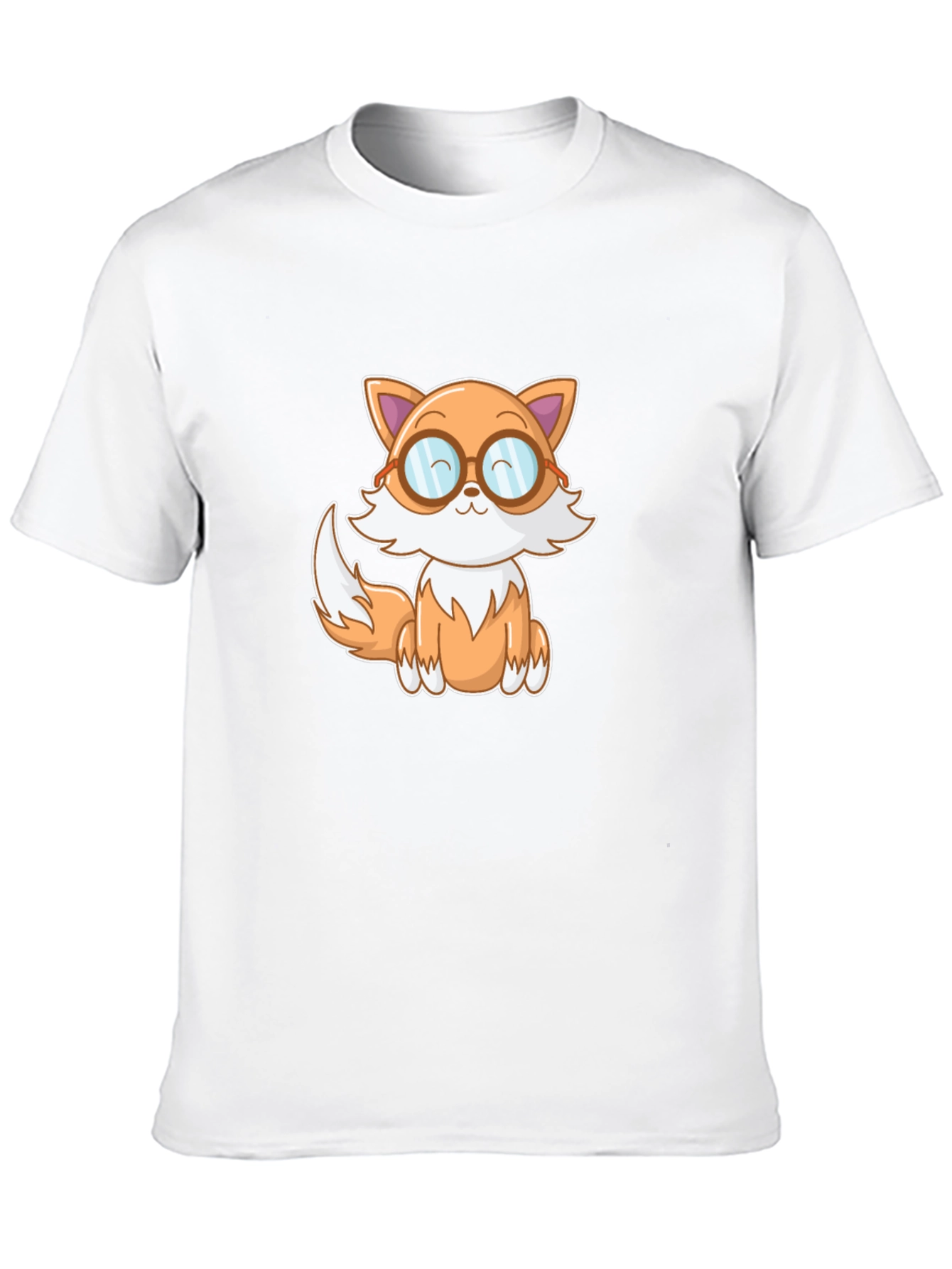 Cute Cartoon Fox T-Shirt - Black