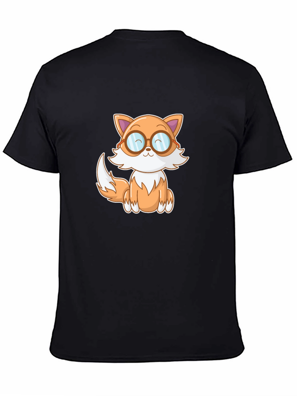 Cute Cartoon Fox T-Shirt - Black
