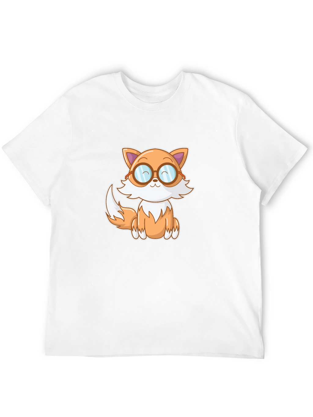 Cute Cartoon Fox T-Shirt - Black