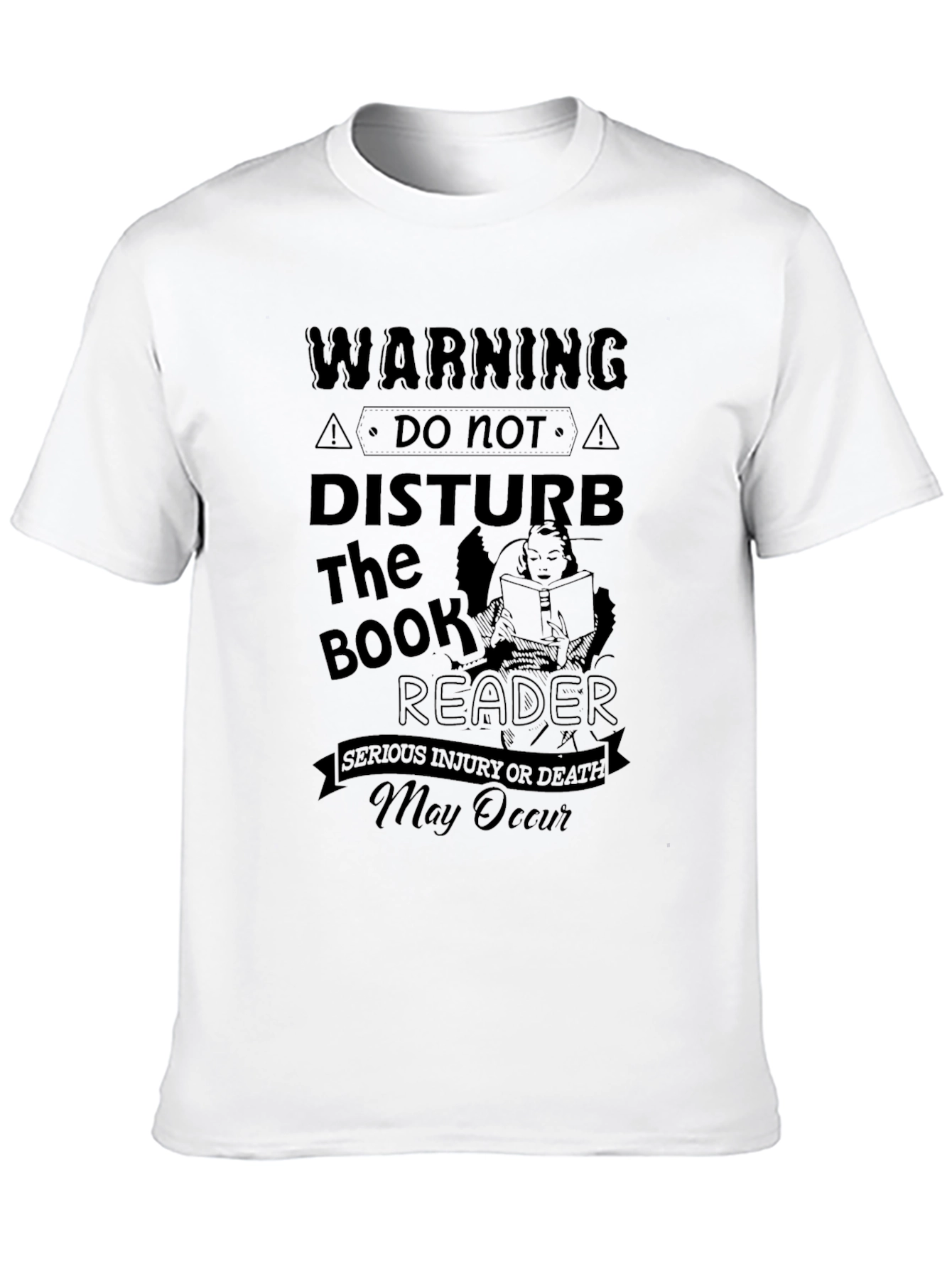 Warning Do Not Disturb the Book Reader Black T-Shirt