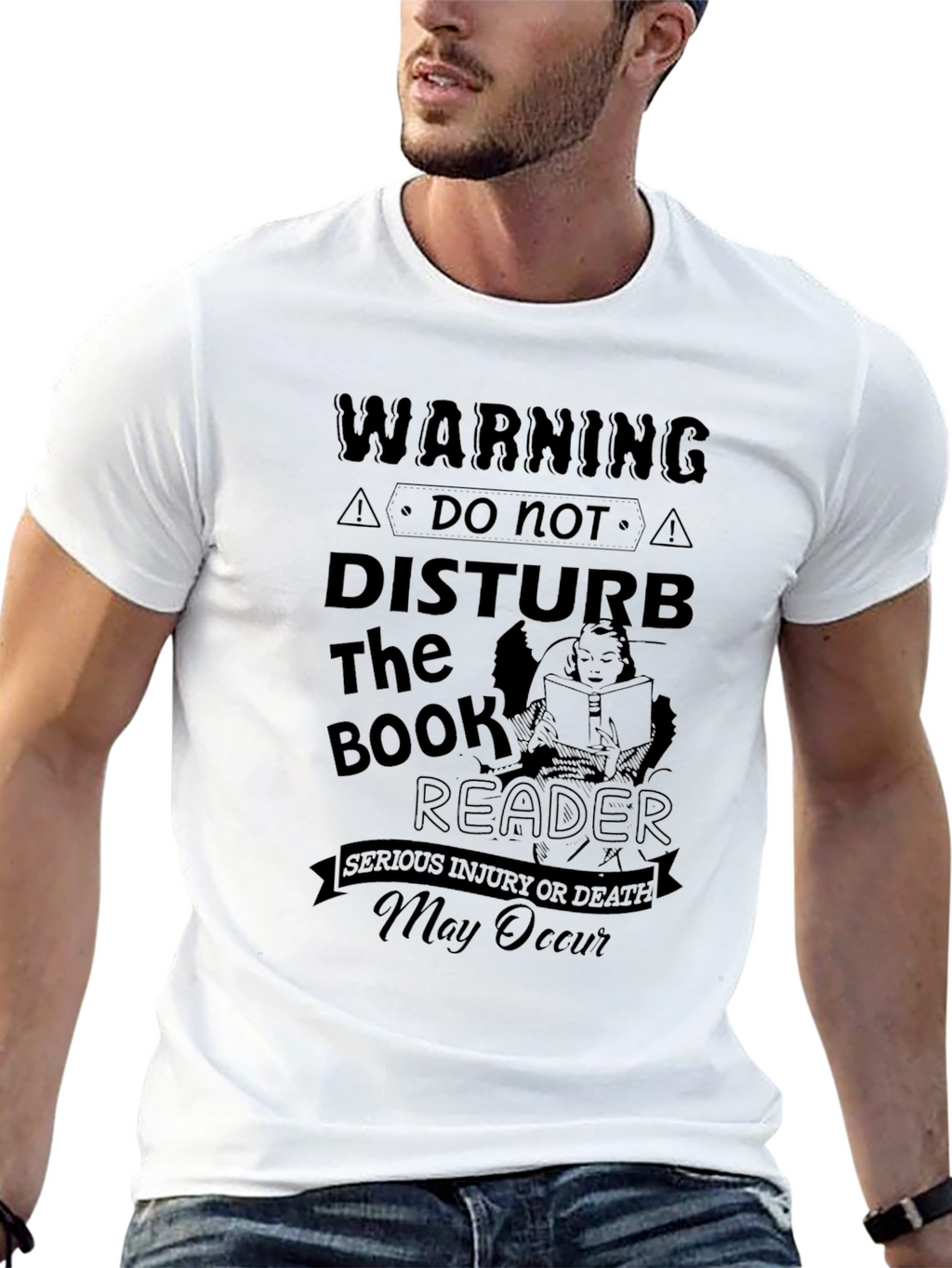 Warning Do Not Disturb the Book Reader Black T-Shirt