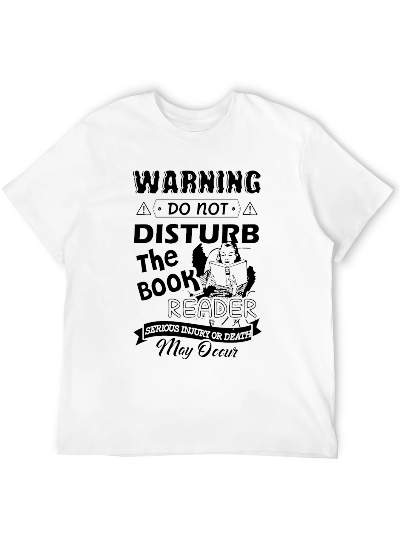 Warning Do Not Disturb the Book Reader Black T-Shirt
