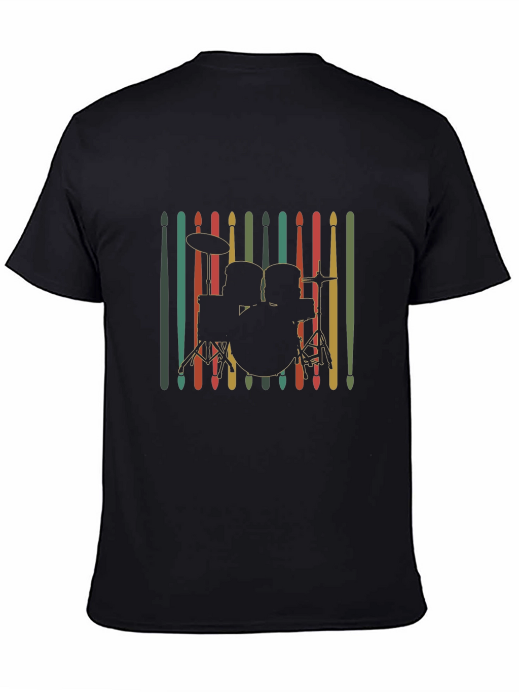 Drum Kit Silhouette Tee - Retro Music Lover Shirt