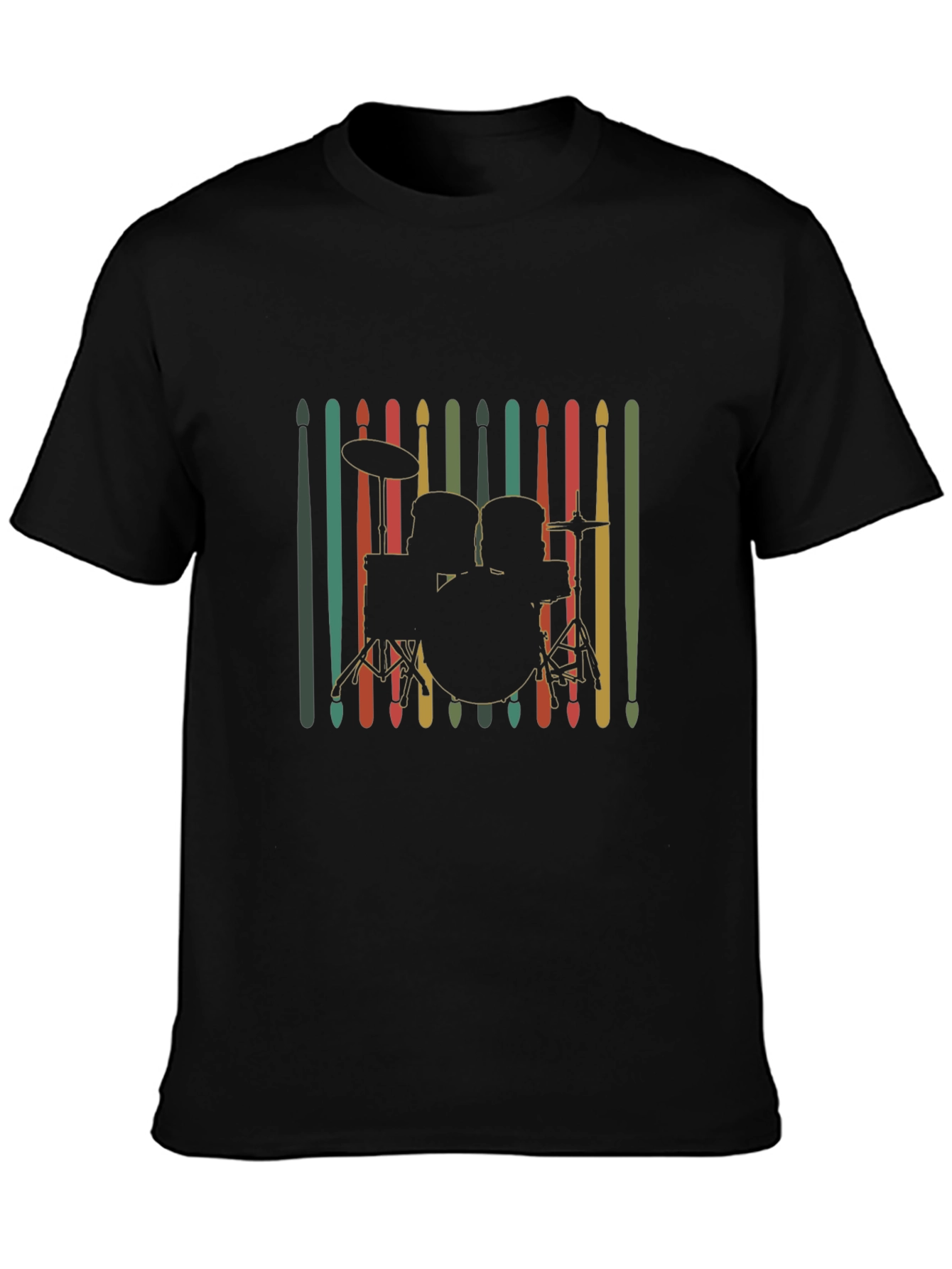 Drum Kit Silhouette Tee - Retro Music Lover Shirt