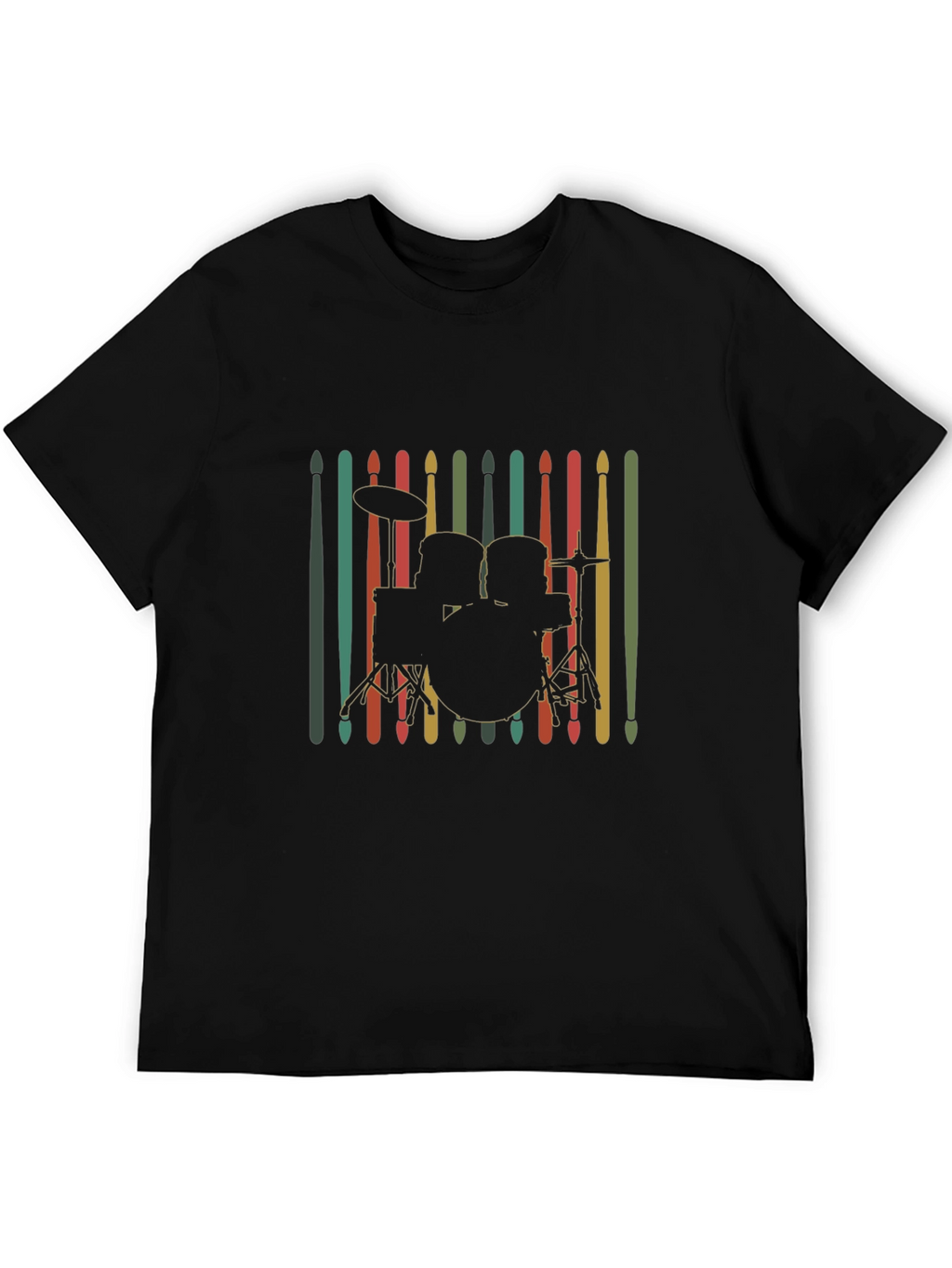 Drum Kit Silhouette Tee - Retro Music Lover Shirt
