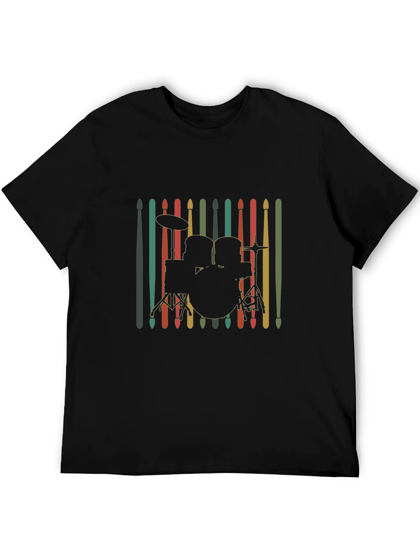 Drum Kit Silhouette Tee - Retro Music Lover Shirt