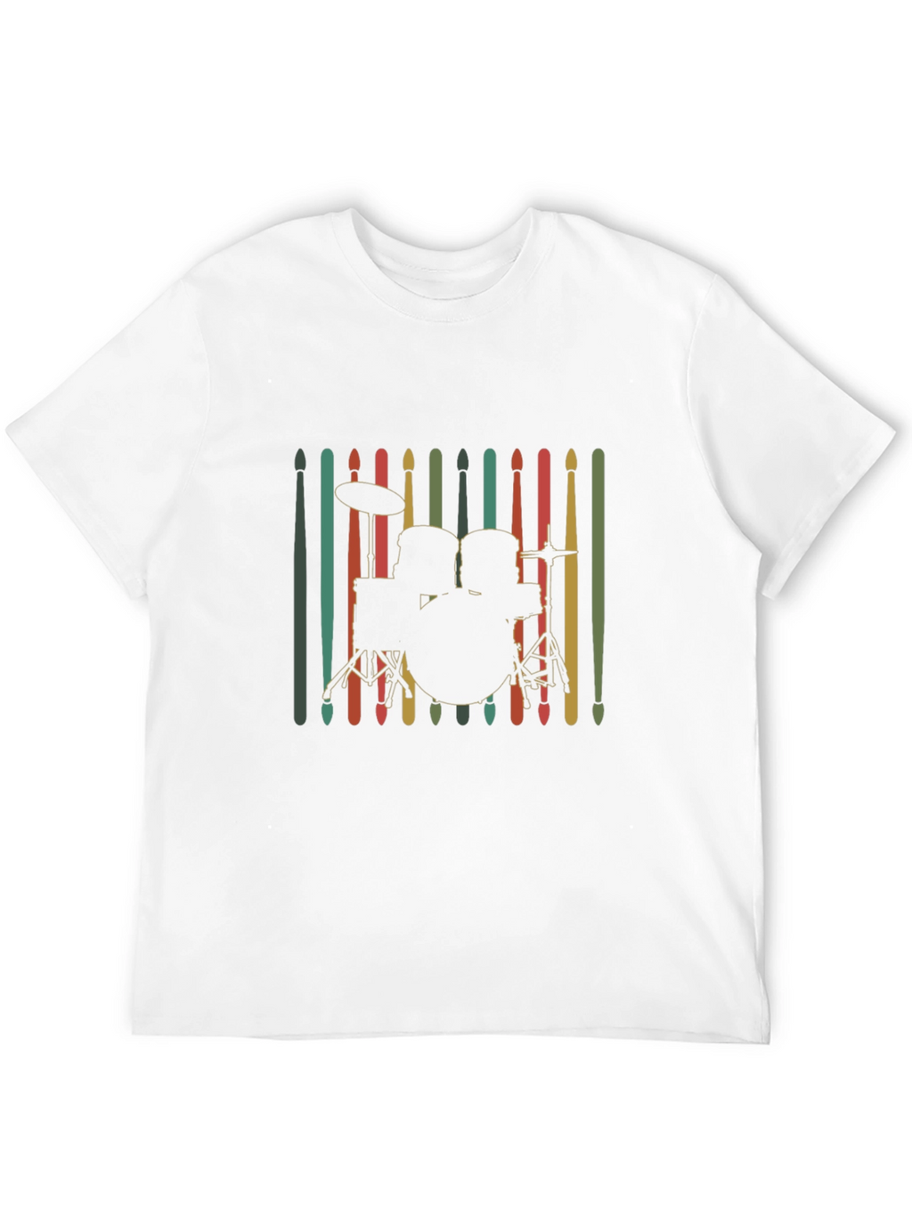 Drum Kit Silhouette Tee - Retro Music Lover Shirt