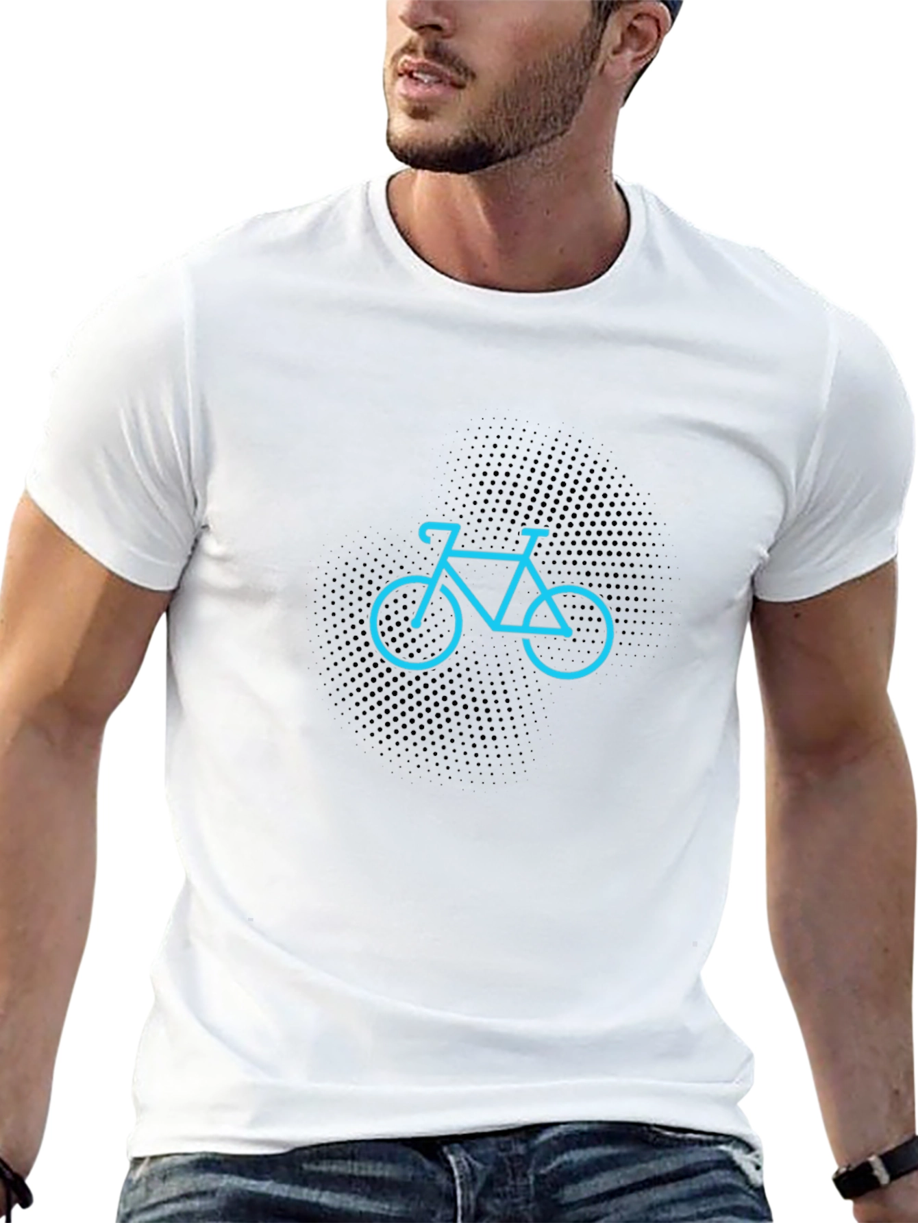 Mens Black T-Shirt with Bicycle Design