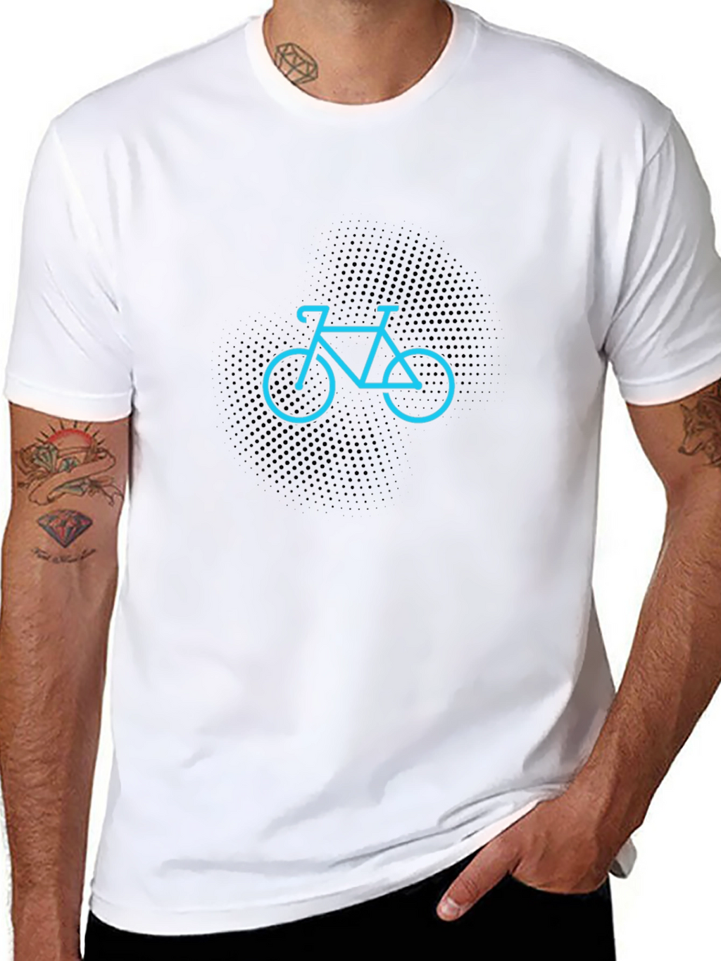 Mens Black T-Shirt with Bicycle Design