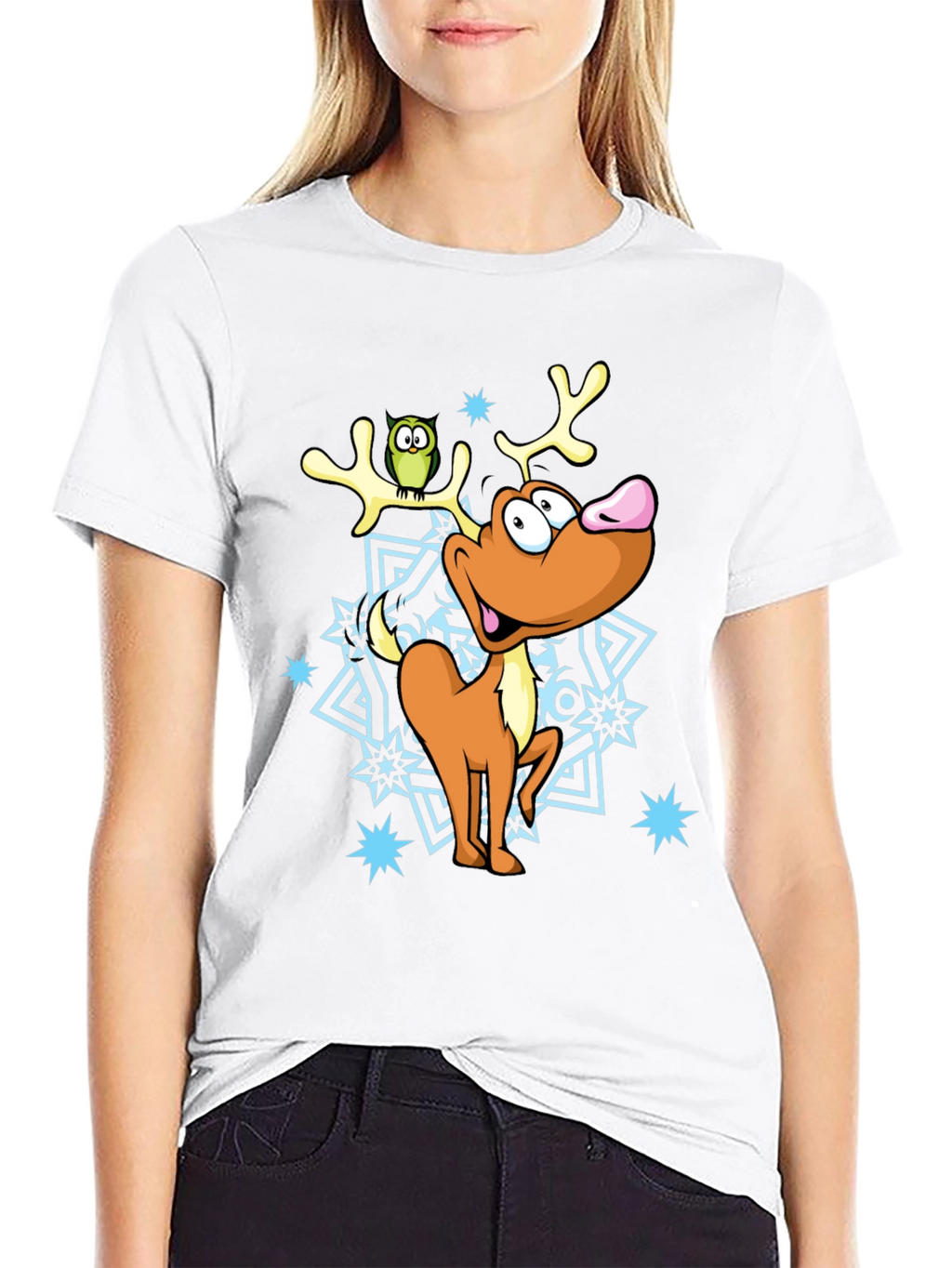 Festive Reindeer Graphic Tee - Holiday Cheer