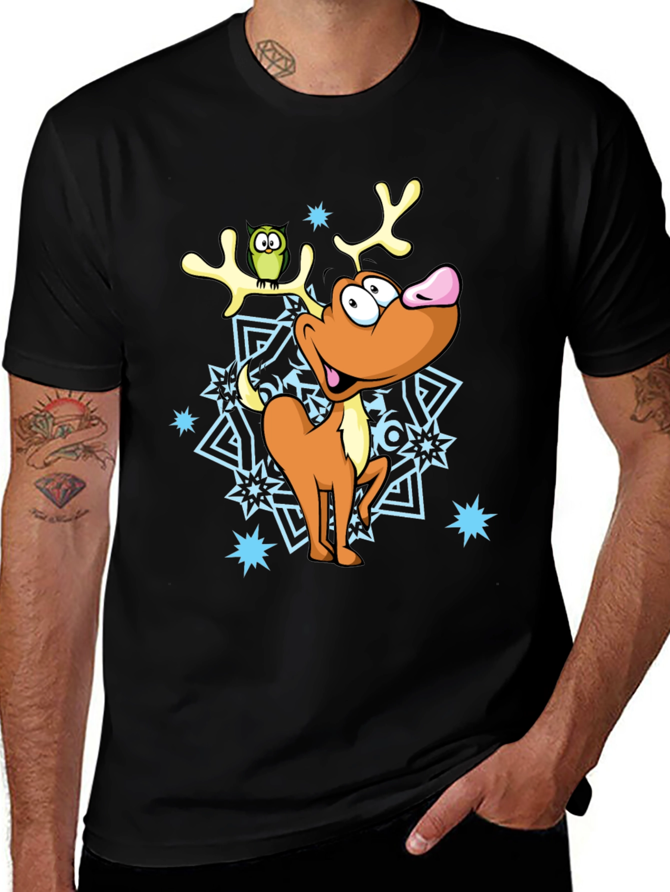 Festive Reindeer Graphic Tee - Holiday Cheer