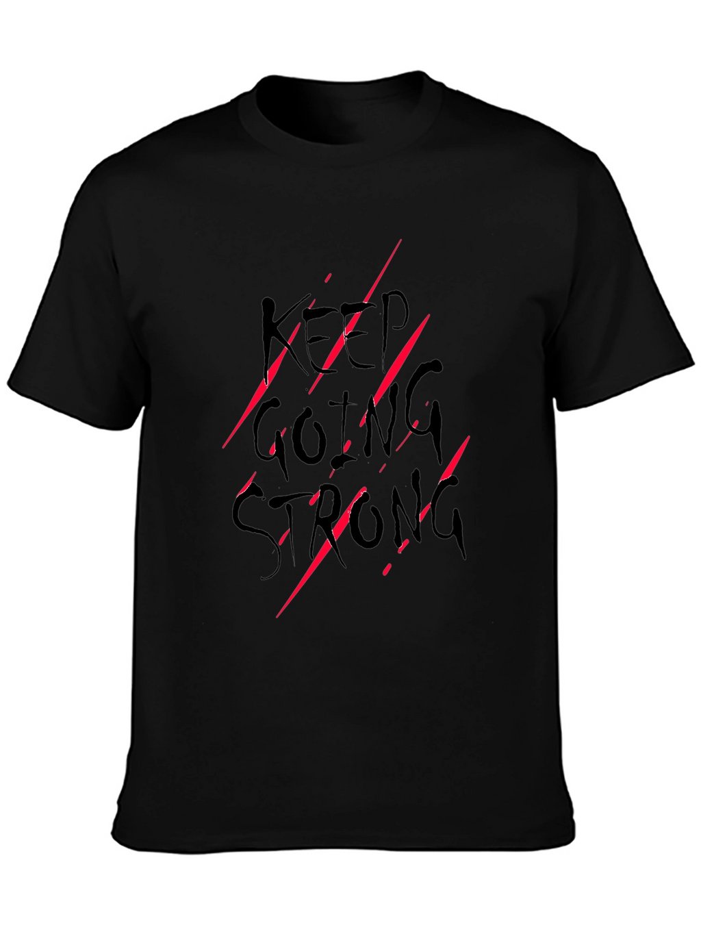 Keep Going Strong Graphic Print Tee - Black