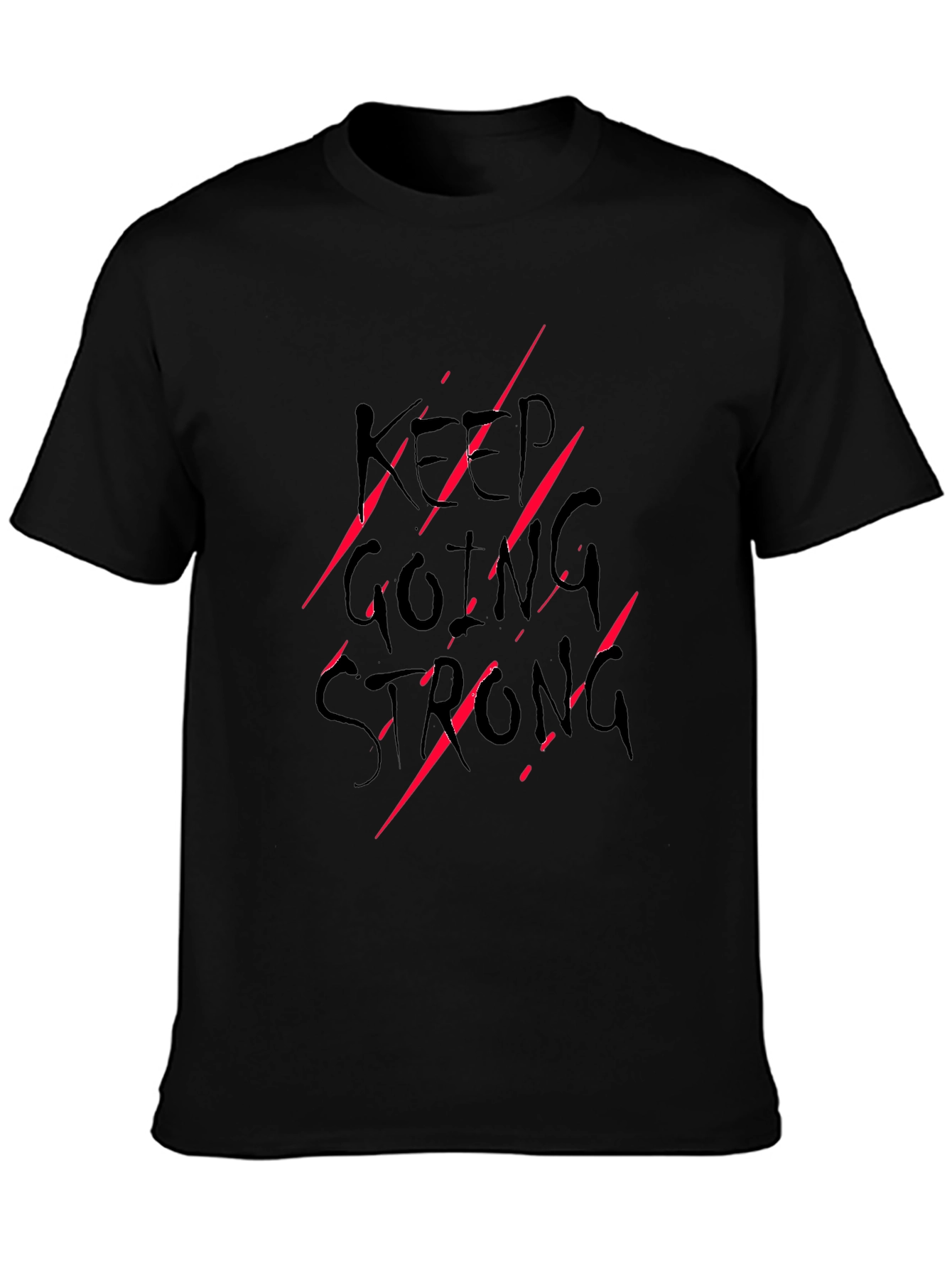 Keep Going Strong Graphic Print Tee - Black