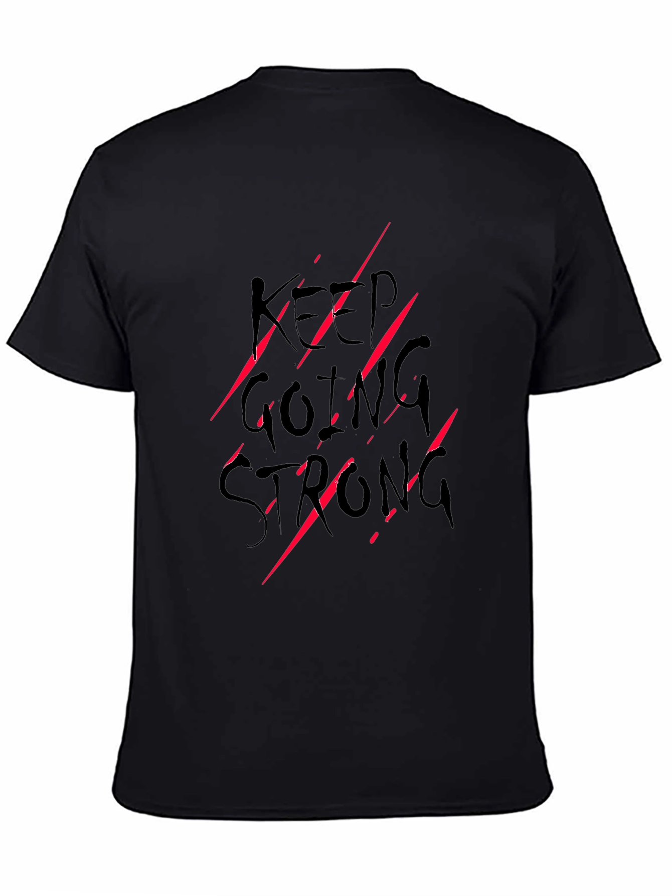 Keep Going Strong Graphic Print Tee - Black