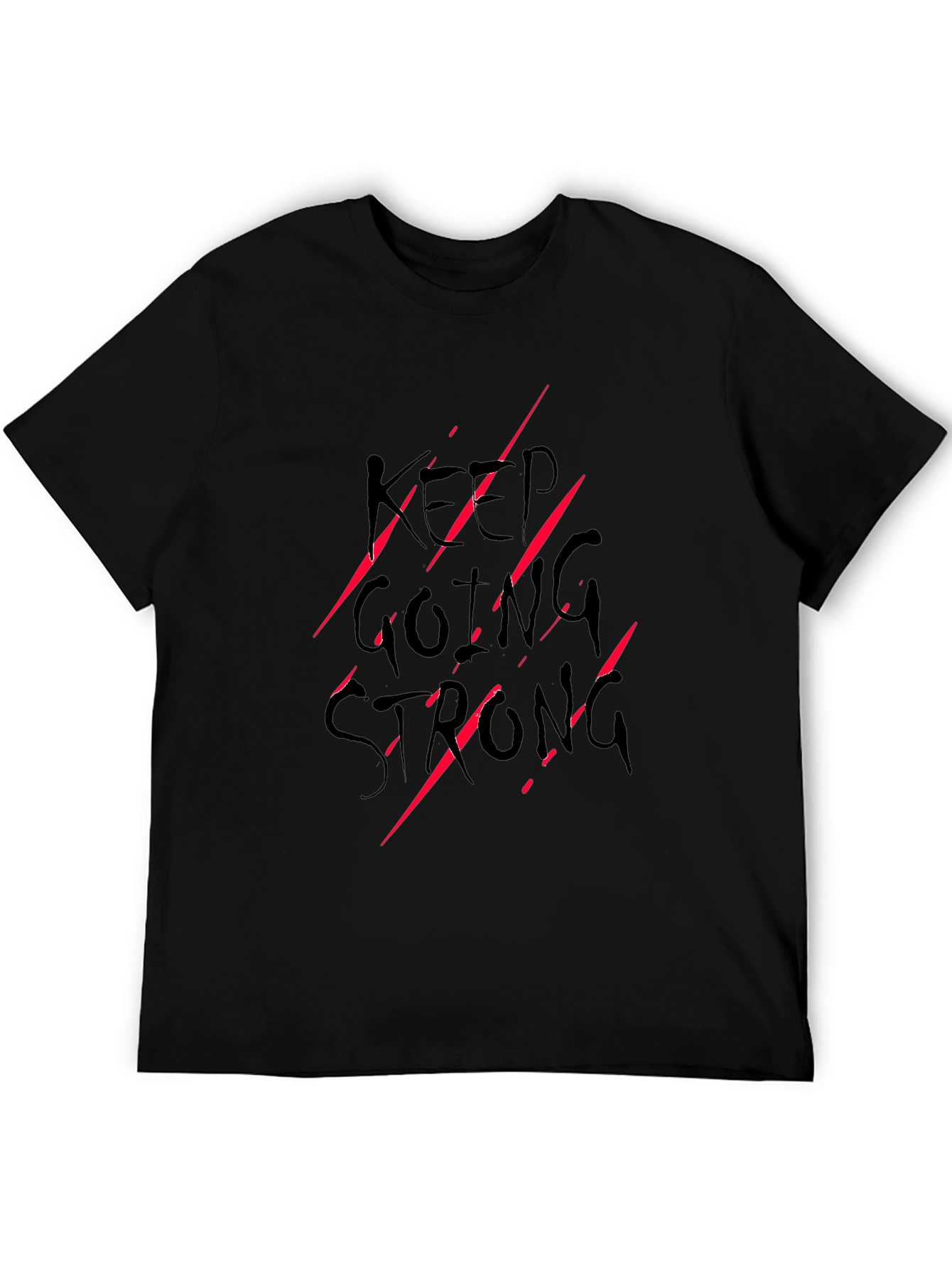 Keep Going Strong Graphic Print Tee - Black