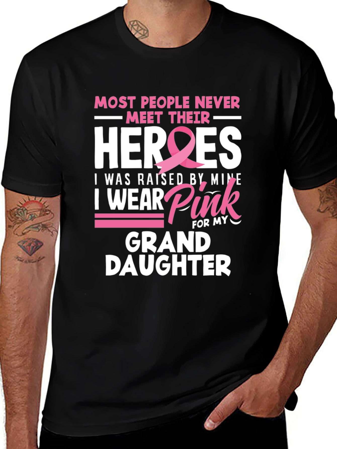 Heroes Granddaughter Pink Ribbon T-Shirt
