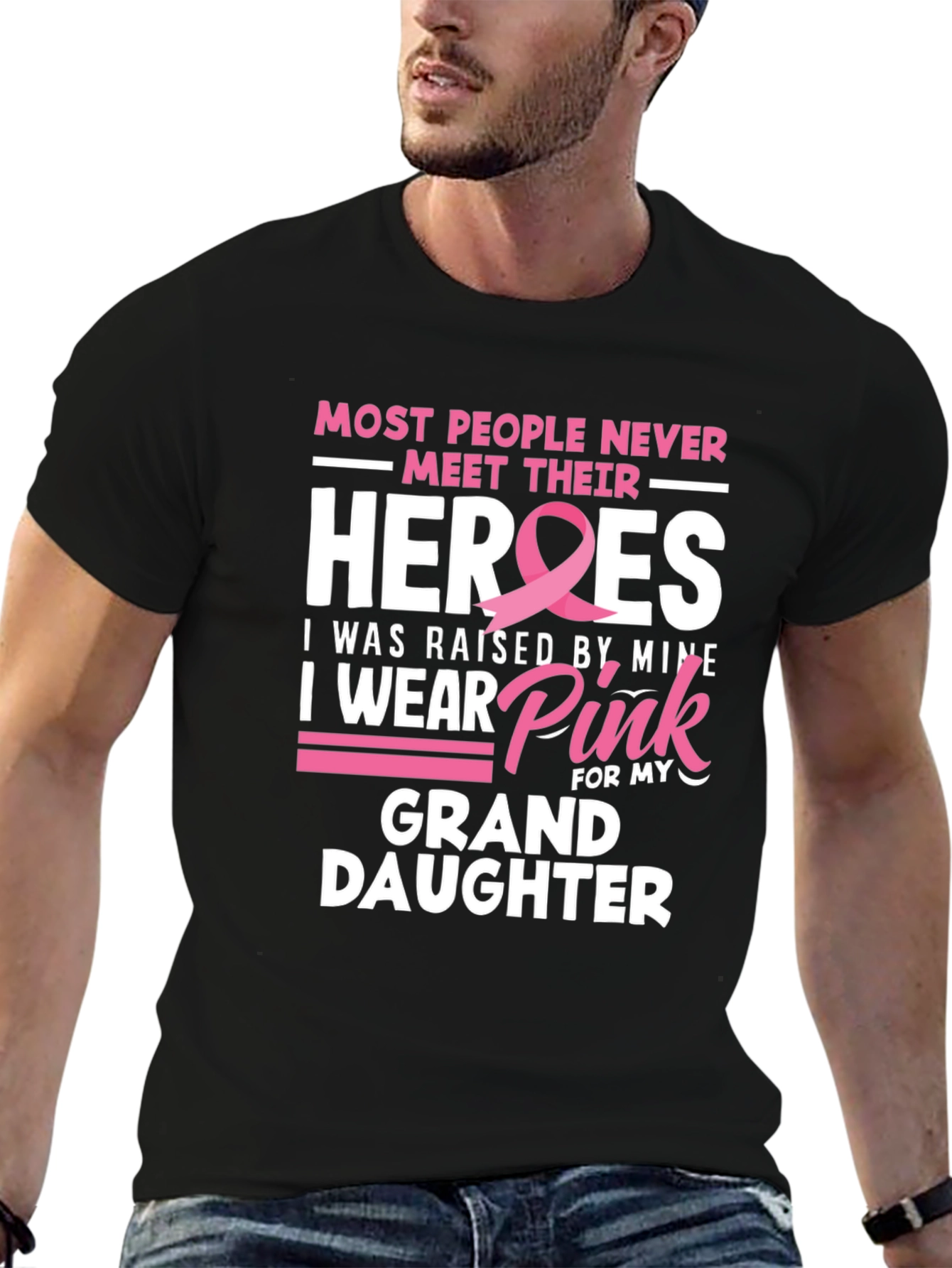 Heroes Granddaughter Pink Ribbon T-Shirt