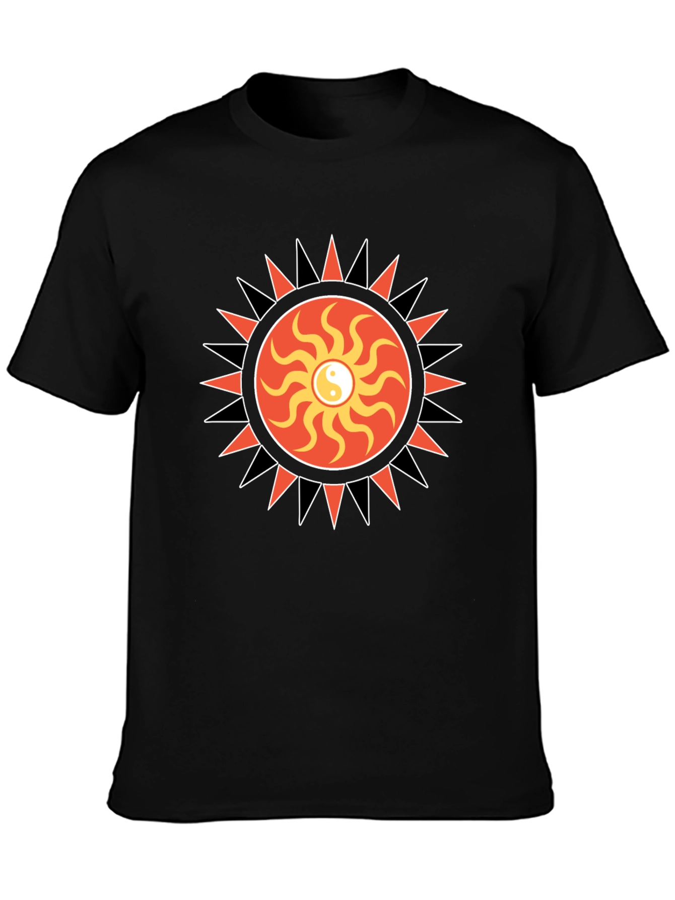 Yin Yang Sun Graphic Black T-Shirt
