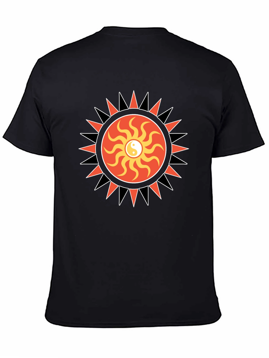 Yin Yang Sun Graphic Black T-Shirt