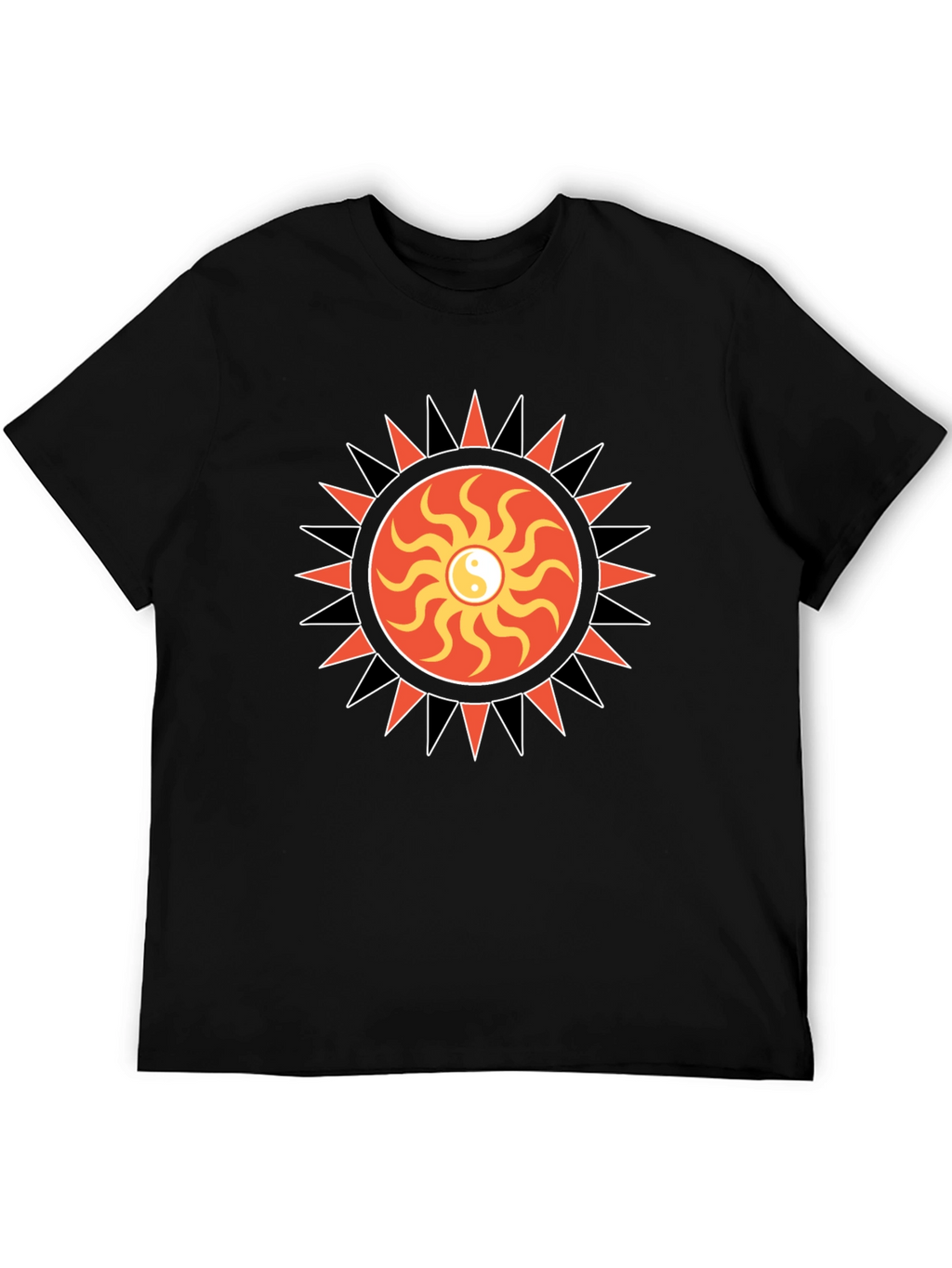 Yin Yang Sun Graphic Black T-Shirt