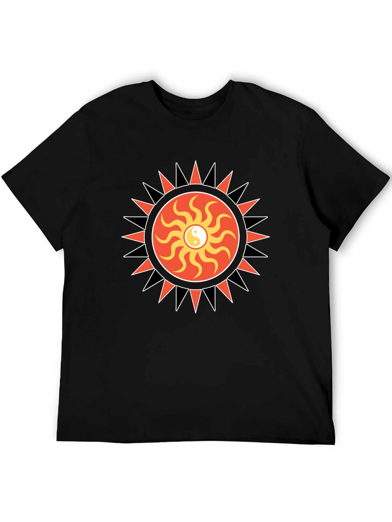 Yin Yang Sun Graphic Black T-Shirt