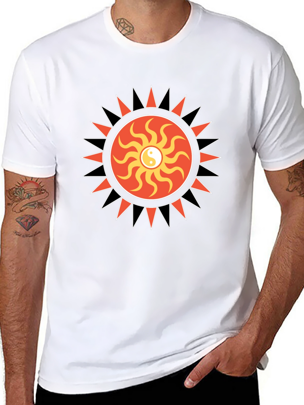 Yin Yang Sun Graphic Black T-Shirt