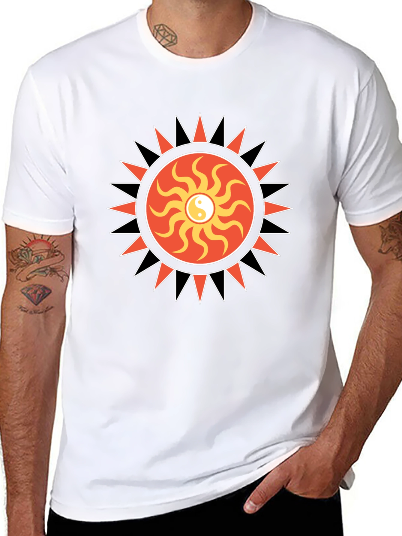 Yin Yang Sun Graphic Black T-Shirt
