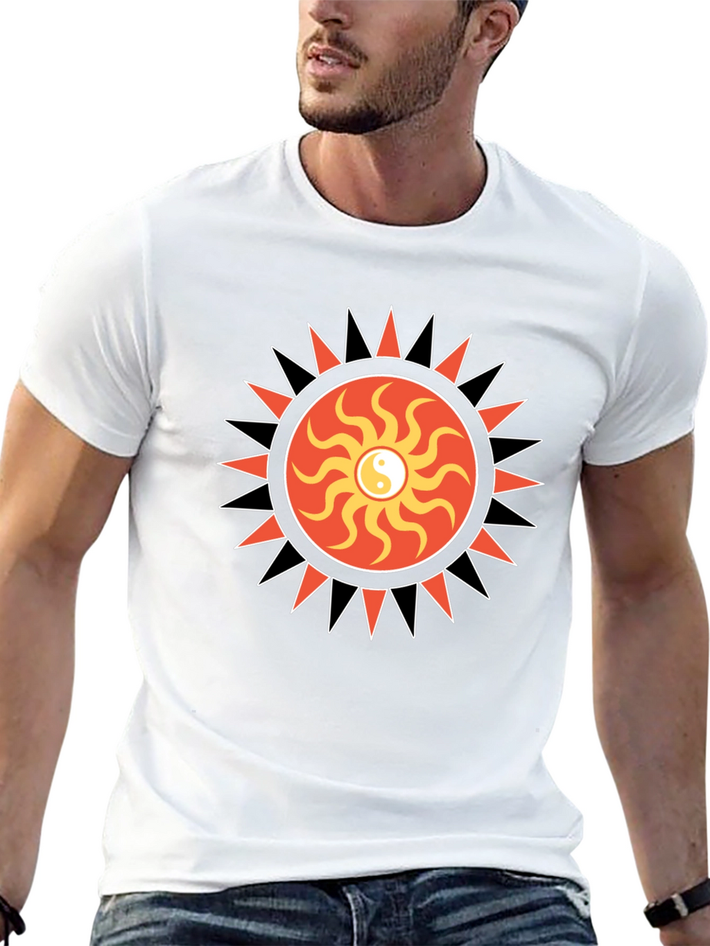 Yin Yang Sun Graphic Black T-Shirt