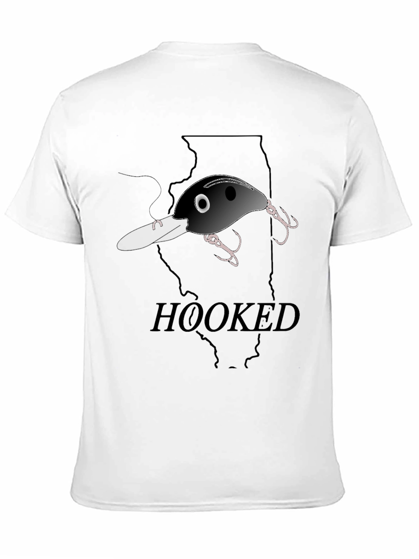 Hooked Fishing Lure Graphic T-Shirt - Illinois Outline
