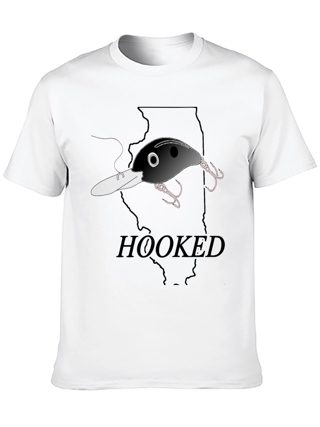 Hooked Fishing Lure Graphic T-Shirt - Illinois Outline