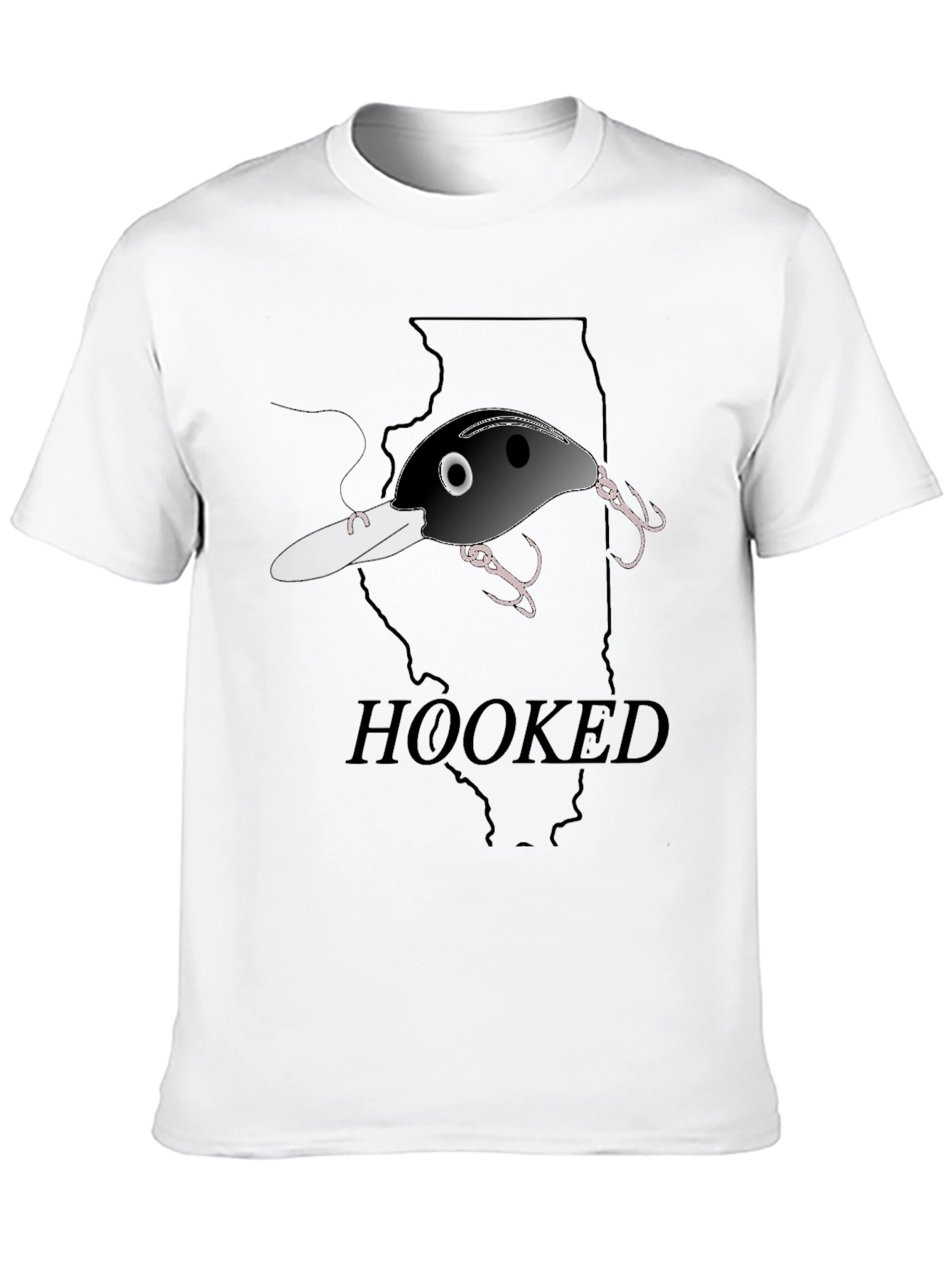 Hooked Fishing Lure Graphic T-Shirt - Illinois Outline