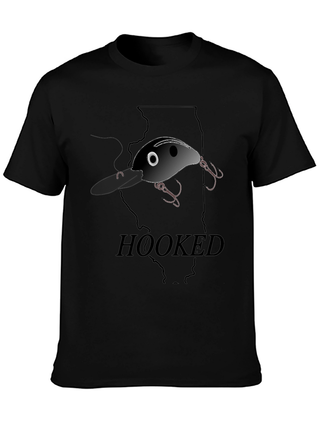 Hooked Fishing Lure Graphic T-Shirt - Illinois Outline