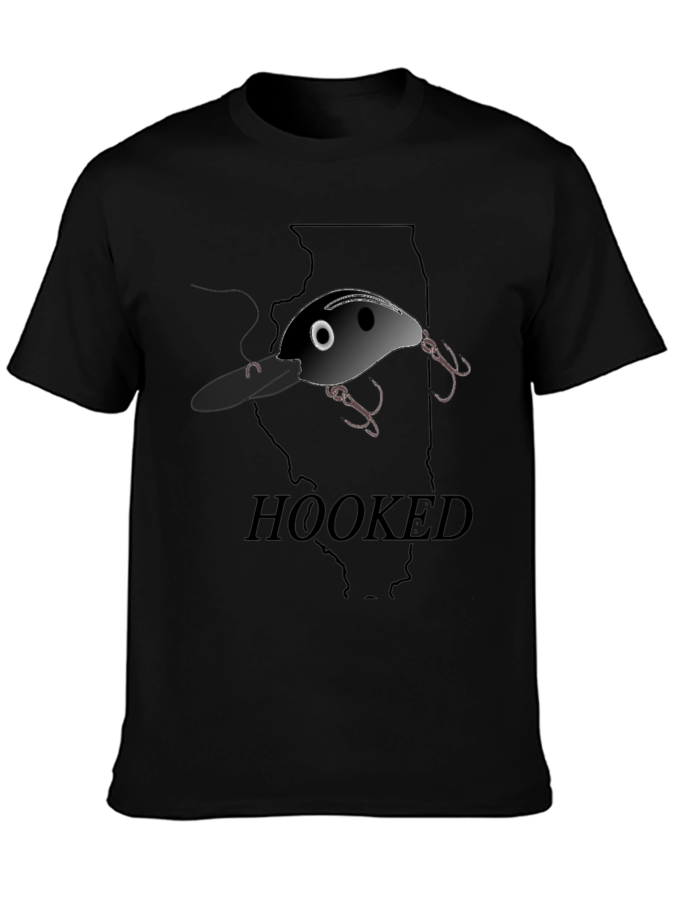 Hooked Fishing Lure Graphic T-Shirt - Illinois Outline